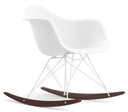 Eames Plastic Armchair RE RAR, Weiß non-RE, Beschichtet weiß, Ahorn dunkel