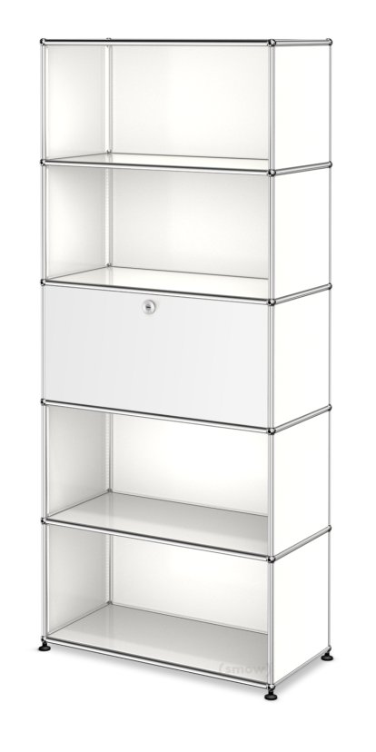 USM Haller Aktenregal M, individualisierbar, Reinweiß RAL 9010, Offen, Mit Klappe, Offen, Offen