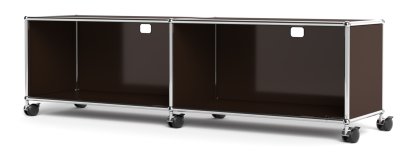 USM Haller TV-/HiFi-Lowboard, individualisierbar, USM braun, Offen, Mit Kabeldurchlass oben mittig