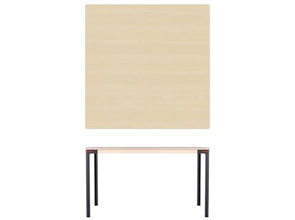 Seiltänzer Tisch, 75 x 120 x 120 cm, Esche weiß geölt, rot