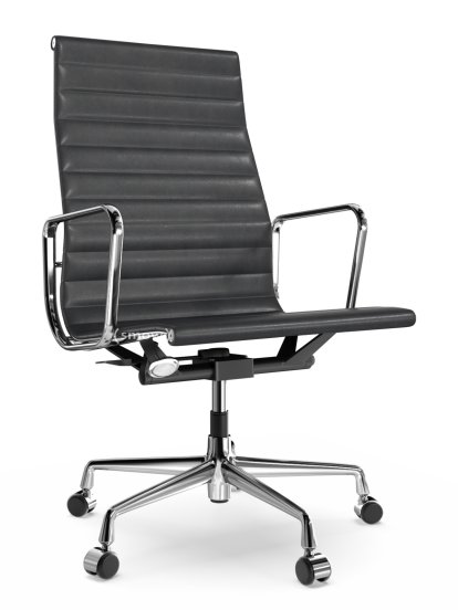 Aluminium Chair EA 119, Verchromt, Leder (Standard), Asphalt