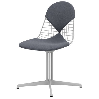 Wire Chair DKL, Beschichtet weiß, Sitz- und Rückenkissen (Bikini), Dunkelblau / elfenbein