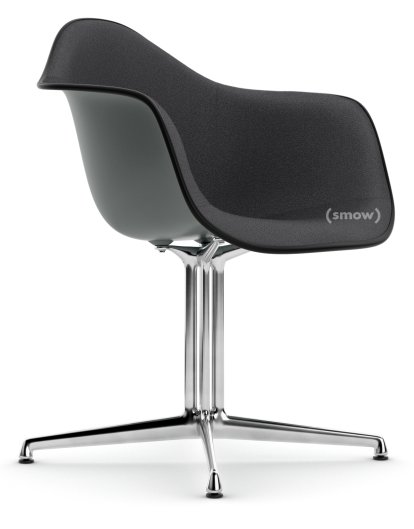 Details Vitra Eames Plastic Armchair RE DAL Eames Plastic Armchair RE DAL, Granitgrau, Mit Vollpolsterung, Dunkelgrau, Aluminium poliert, Neue Sitzhöhe (43,0 cm)