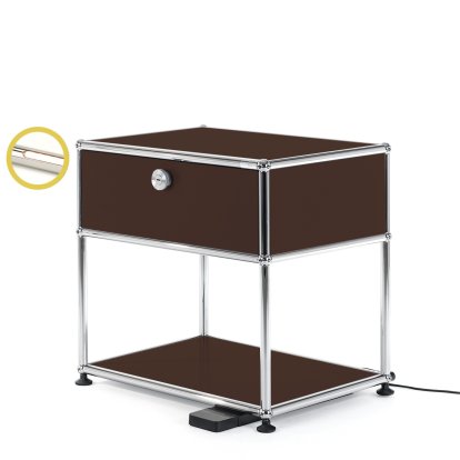 USM Haller E Nachttisch mit dimmbarem Licht, USM braun