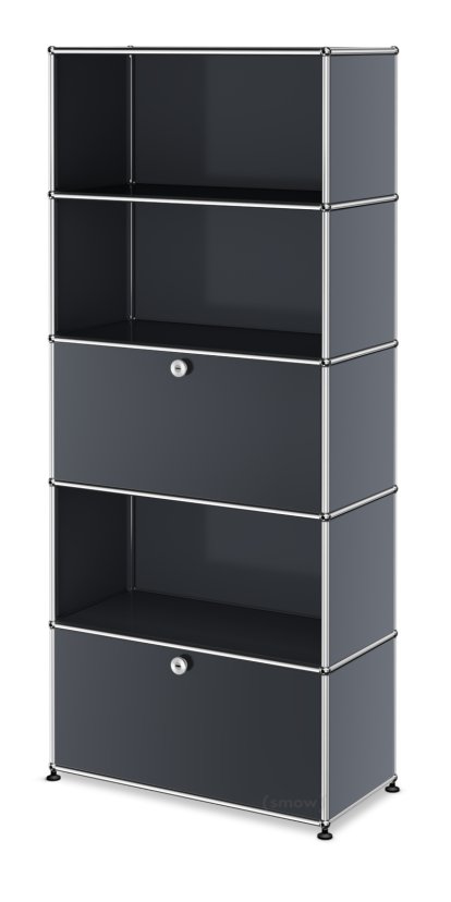 USM Haller Aktenregal M, individualisierbar, Anthrazitgrau RAL 7016, Offen, Mit Klappe, Offen, Mit Klappe