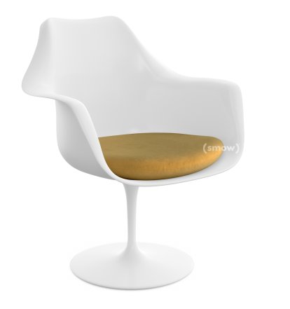 Saarinen Tulip Armlehnstuhl, drehbar, Sitzkissen, weiß, Gold (Eva 154)
