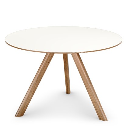 Copenhague Round Table CPH20, Ø 120 x H 74, Eiche lackiert, Linoleum off-white