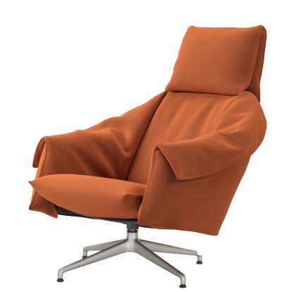 Bascule Loungesessel Highback mit Viersternfuß, Ohne Ottoman, Stoff Hola, terracotta, 38 cm, Aluminium gestrahlt