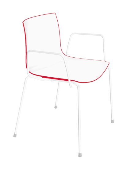 Catifa 46 Tube, Weiß, Zweifarbig, Rücken rot, Sitz weiß, Mit Armlehnen