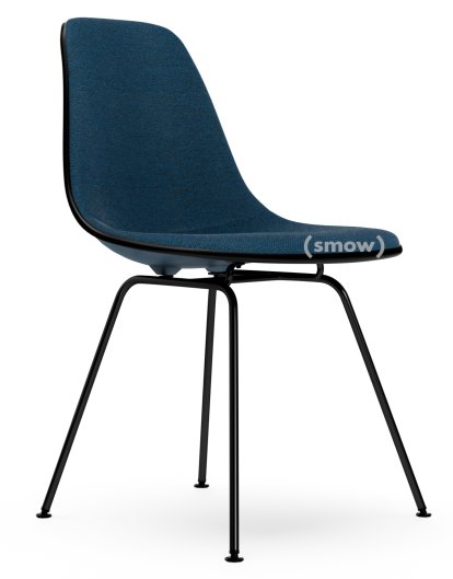 Eames Plastic Side Chair DSX, Meerblau, Mit Vollpolsterung, Meerblau / dunkelgrau, Standardhöhe - 43 cm, Beschichtet basic dark