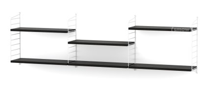 String System Wandregal L, 20 cm, Weiß, Eschefurnier schwarz