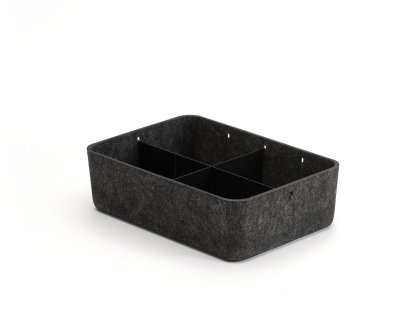 USM Inos Box, B 22,3 x H 9,5 cm, Anthrazitgrau, Unterteilung 3