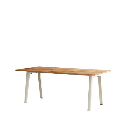New Modern Esstisch rechteckig, Metall/Holz, 190 x 95 cm, Eiche recycled, Cremeweiß