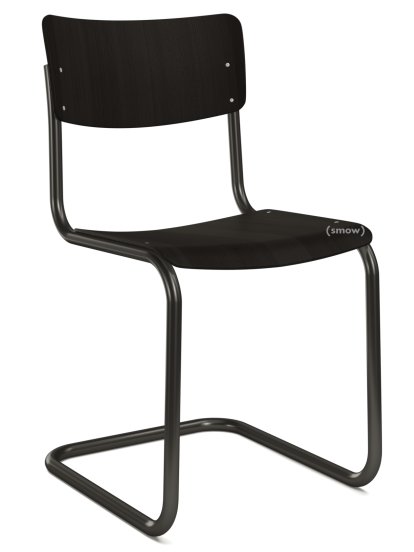 Details Thonet S 43 Klassik Freischwinger S 43 Klassik Freischwinger, Tiefschwarz (RAL 9005), Buche gebeizt, Schwarz (TP 29), Ohne Sitzauflage, Kunststoffgleiter schwarz mit Filz