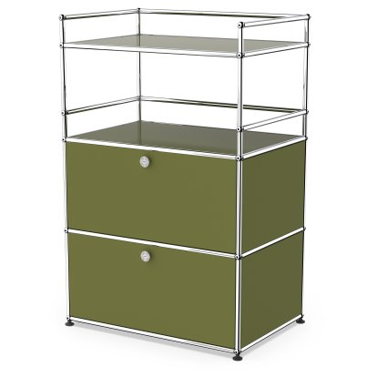 Details USM Haller USM Haller Bar Highboard USM Haller Bar Highboard, Olivgrün RAL 6003, Mit 2 Klappen