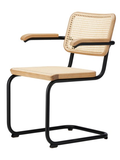 S 32 V / S 64 V Pure Materials Sonderedition Freischwinger, Eiche, Mattschwarz, mit Armlehnen