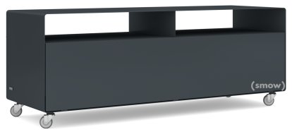 TV Lowboard R 109, Einfarbig, Anthrazitgrau (RAL 7016), Industrierollen