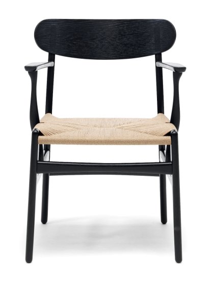 CH26 Dining Chair, Eiche schwarz lackiert, Natur