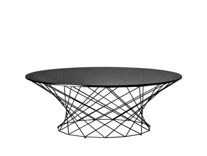 Oota, H 35 x ø 101 cm, Glas schwarz getönt, Matt-pulverbeschichtet schwarz