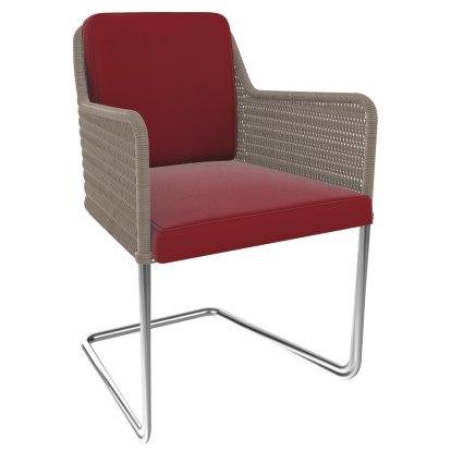 D43, Geflecht I - cremeweiß, Stoff Kavallerietuch - rot, Chrom