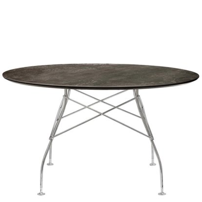 Glossy, Rund Ø128 cm, verchromt, Aged Bronze