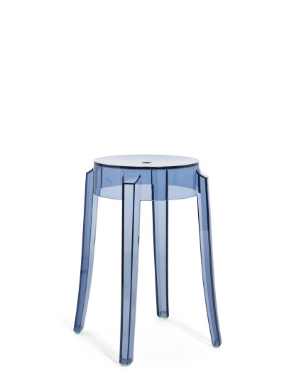 Charles Ghost, Höhe 46 x ø Sitz 26,5 x ø Basis 39 cm, Transparent, Puderblau