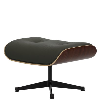 Lounge Chair Ottoman, Nussbaum dunkel, Leder Premium F umbragrau, Aluminium poliert, Seiten schwarz