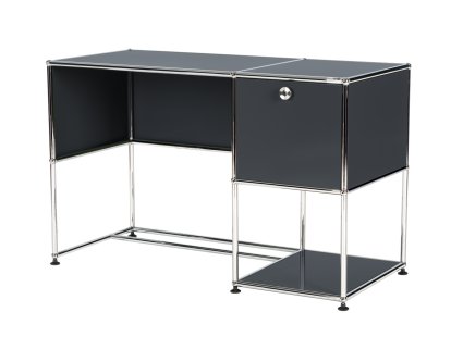 USM Haller Home Office Schreibtisch, Anthrazitgrau RAL 7016, Mit Kabeldurchlass