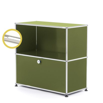 USM Haller E Sideboard M mit Fachbeleuchtung, Olivgrün RAL 6003, Kaltweiß
