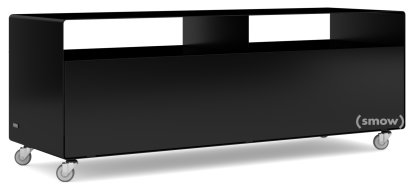 TV Lowboard R 109, Einfarbig, Tiefschwarz (RAL 9005), Industrierollen