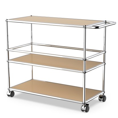 USM Haller Servierwagen Typ III, USM beige, Weich für harte Böden