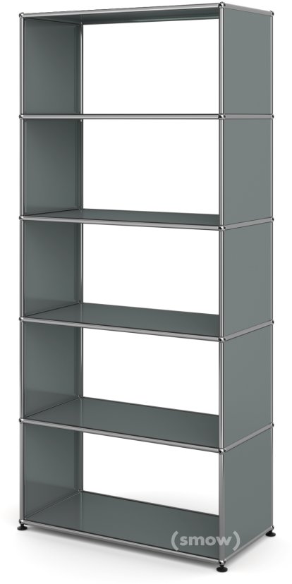 USM Haller Wohnzimmer Regal M, ohne Rückwand, Mittelgrau RAL 7005