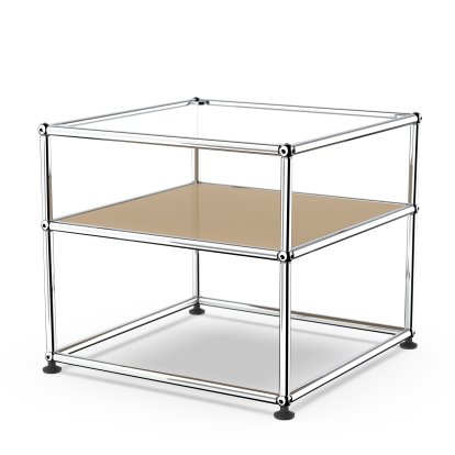 USM Haller Beistelltisch Typ II, Glas, USM beige