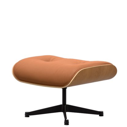 Eames Lounge Chair Ottoman, Kirsche natur, Leder Premium F cognac, Aluminium poliert, Seiten schwarz