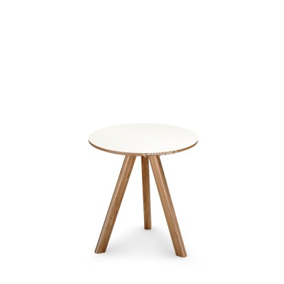 Copenhague Round Table CPH20, Ø 50 x H 49, Eiche lackiert, Linoleum off-white