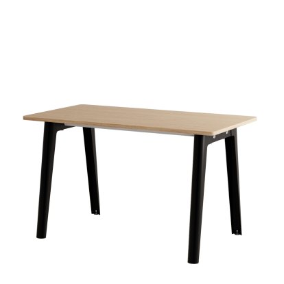 New Modern Schreibtisch, Metall/Holz, 130 x 70 cm, Ohne Aufbewahrungsmodul, Graphitschwarz