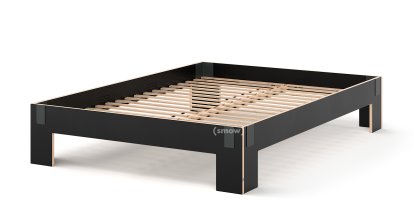Tagedieb, 160 x 220 cm, Ohne Kopfteil, FU (Sperrholz, Birke) schwarz, Anthrazitgrau, Mit Roll-Lattenrost