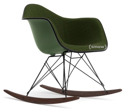 Eames Plastic Armchair RE RAR mit Polsterung, Forest, Mit Vollpolsterung, Nero / forest, Schwarz, Basic Dark/Ahorn dunkel