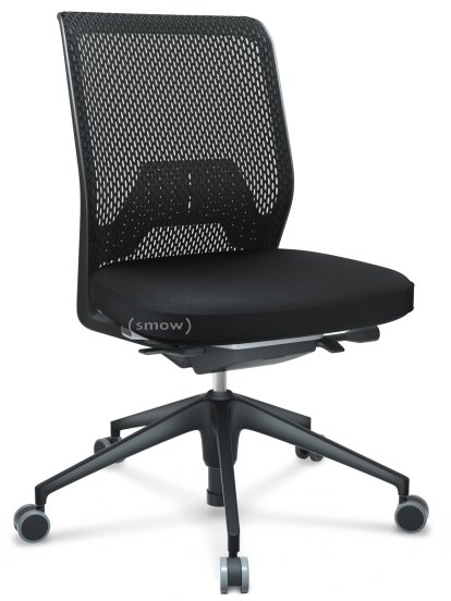 ID Mesh, FlowMotion-mit Vorwärtsneigung, mit Sitztiefenverstellung, Ohne Armlehnen, 5-Stern Untergestell, Kunststoff basic dark, Basic dark, Sitz Plano, Rücken Diamond Mesh, Nero, Hart für Teppichboden