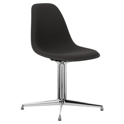 Eames Plastic Side Chair DSL, Tiefschwarz, Mit Vollpolsterung, Dunkelgrau, Aluminium poliert