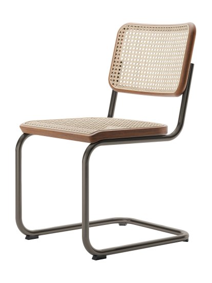 S 32 V Pure Materials Sonderedition Freischwinger, Nussbaum, Rauchchrom