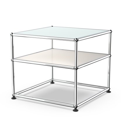 USM Haller Beistelltisch Typ II, Lackiertes Glas, Reinweiß RAL 9010