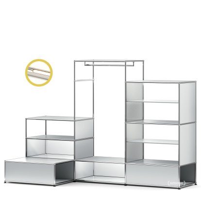 USM Haller E Garderobe XL mit Beleuchtung, USM mattsilber