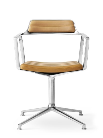 Swivel Chair, Leder camel, Poliert