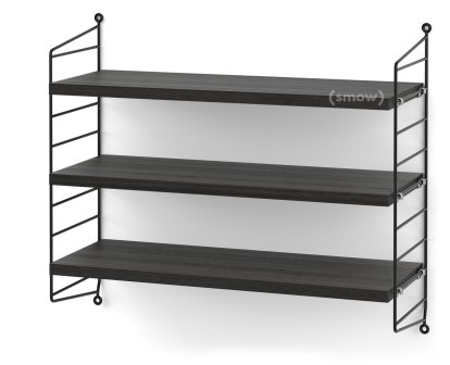 String System Wandregal S, 20 cm, Schwarz, Eschefurnier schwarz