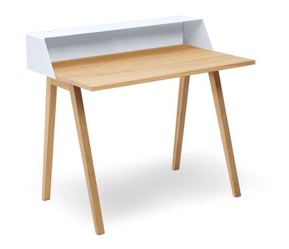 PS04 / PS05 Sekretär, B 100 x T 63 cm (PS04), Signalweiß (RAL 9003), Eiche geölt, Ohne Elektrobox