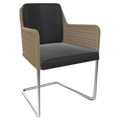D43, Geflecht I - beige, Leder - schwarz, Edelstahl matt