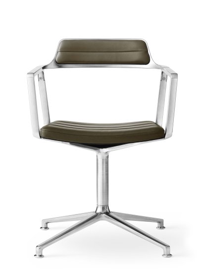 Swivel Chair, Leder Bosco grün, Poliert