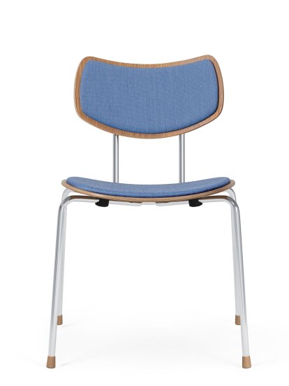 VLA26 Vega Chair, Eiche lackiert, Mood - blau, Verchromt