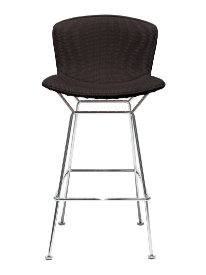Bertoia Barstuhl, voll gepolstert, satiniert verchromt, Black (Tonus 128)